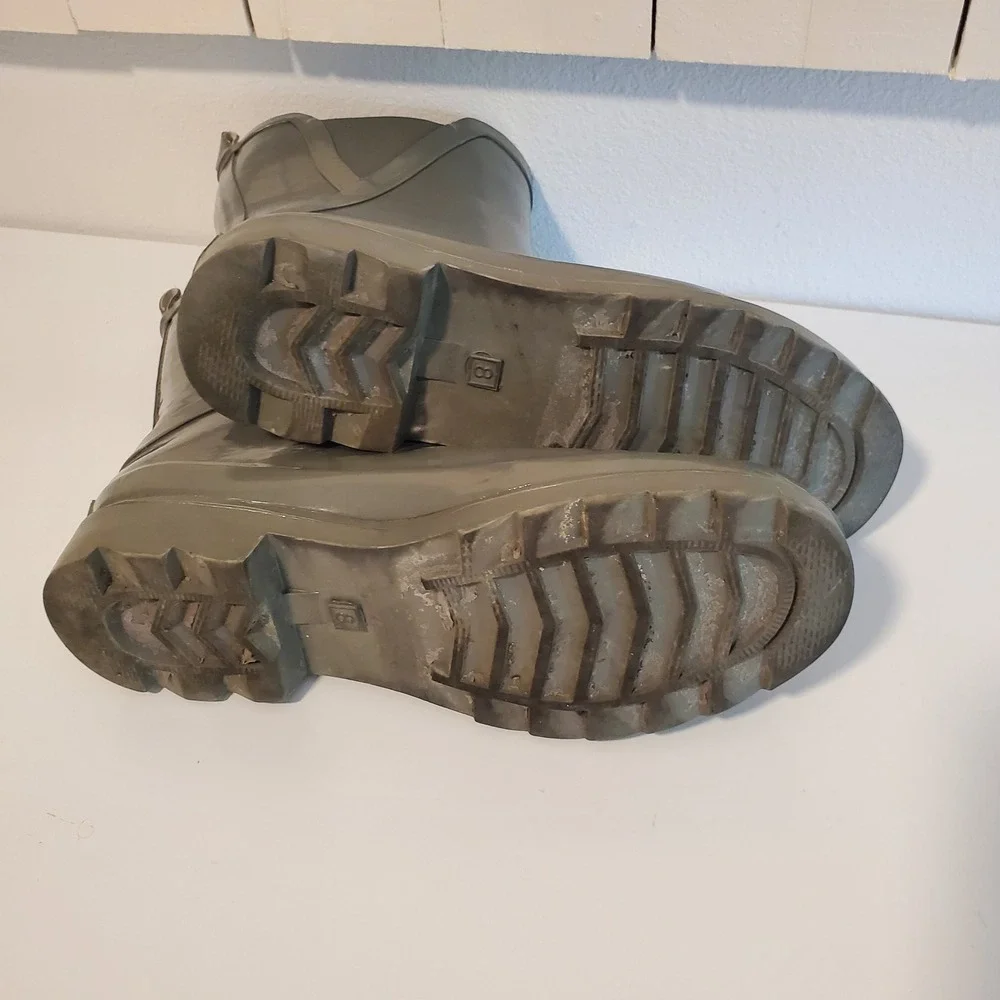 Womens Ankle Rain Boots Olive Green Glossy Waterproof Size 8 Northside